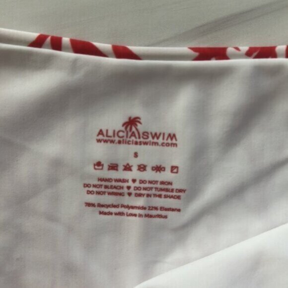 NWT Alicia Swim Women's White & Red Linda Coral Bottom Size Small - Picture 5 of 7